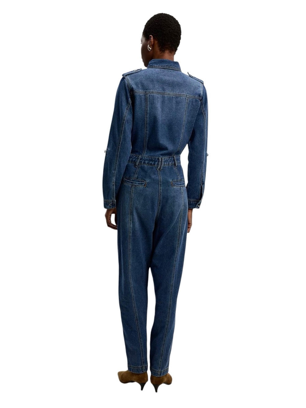 NWT Karen Millen Denim Boiler Jumpsuit Size 6 Straight Tapered Leg Med Blue - Picture 3 of 12